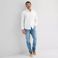 St. John's Bay Slub Mens Long Sleeve Button-Down Shirt