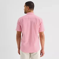 St. John's Bay Oxford Mens Short Sleeve Classic Fit Button-Down Shirt