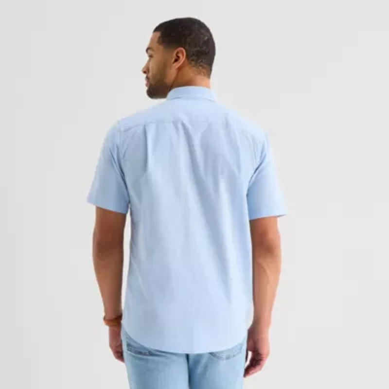 St. John's Bay Oxford Mens Short Sleeve Classic Fit Button-Down Shirt