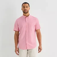 St. John's Bay Oxford Mens Short Sleeve Classic Fit Button-Down Shirt