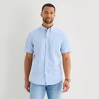 St. John's Bay Oxford Mens Short Sleeve Classic Fit Button-Down Shirt