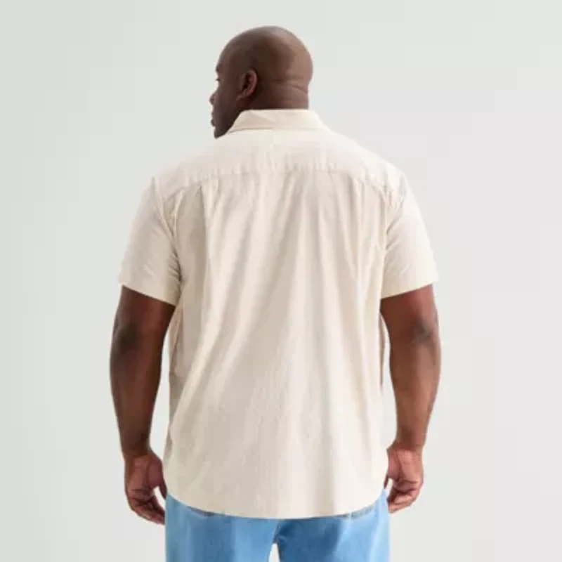 mutual weave Mens Short Sleeve Big and Tall Button-Down Shirt