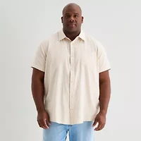 mutual weave Mens Short Sleeve Big and Tall Button-Down Shirt