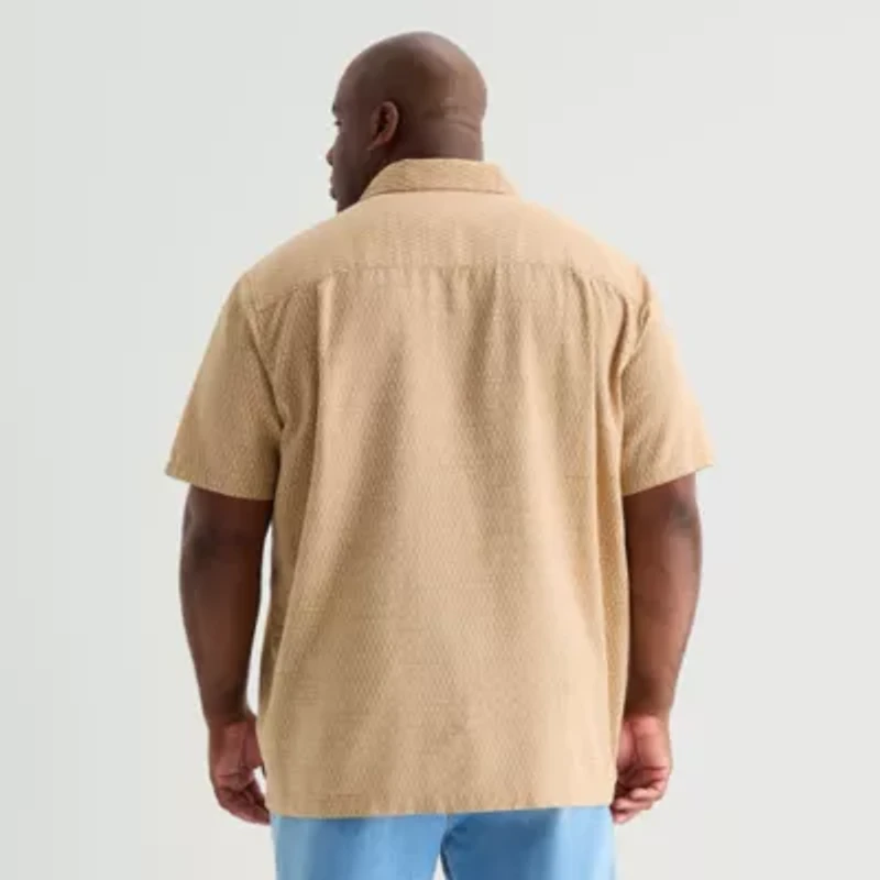 mutual weave Mens Short Sleeve Big and Tall Camp Shirt