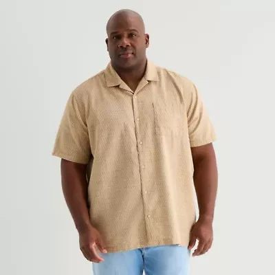 mutual weave Mens Short Sleeve Big and Tall Camp Shirt