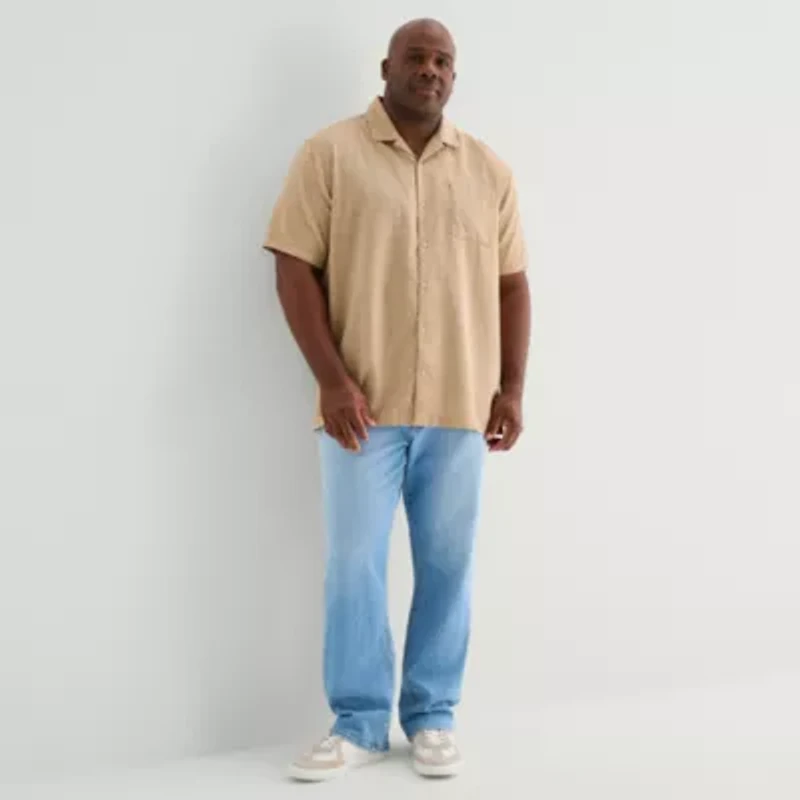 mutual weave Mens Short Sleeve Big and Tall Camp Shirt