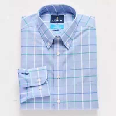 Stafford Coolmax All Season Ecomade Oxford Mens Slim Fit Stretch Fabric Wrinkle Free Long Sleeve Dress Shirt