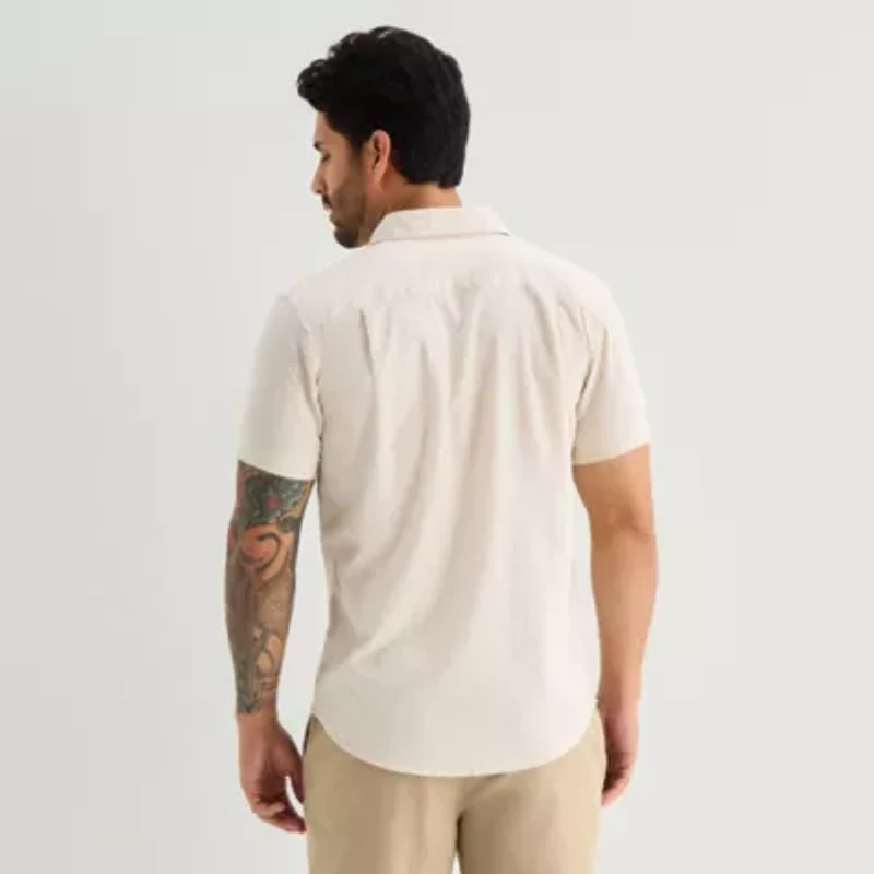 mutual weave Mens Short Sleeve Classic Fit Button-Down Shirt