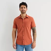 mutual weave Mens Short Sleeve Classic Fit Button-Down Shirt