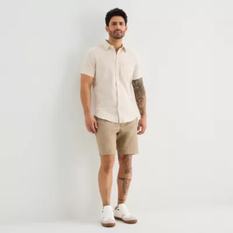 mutual weave Mens Short Sleeve Classic Fit Button-Down Shirt