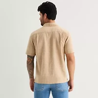 mutual weave Mens Short Sleeve Camp Shirt
