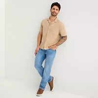 mutual weave Mens Short Sleeve Camp Shirt