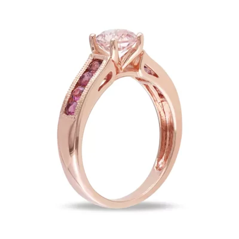 Genuine Morganite and Pink Tourmaline 14K Rose Gold Over Sterling Silver Ring