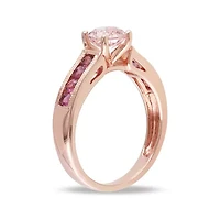 Genuine Morganite and Pink Tourmaline 14K Rose Gold Over Sterling Silver Ring
