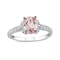 Genuine Morganite and Diamond-Accent Sterling Silver Ring