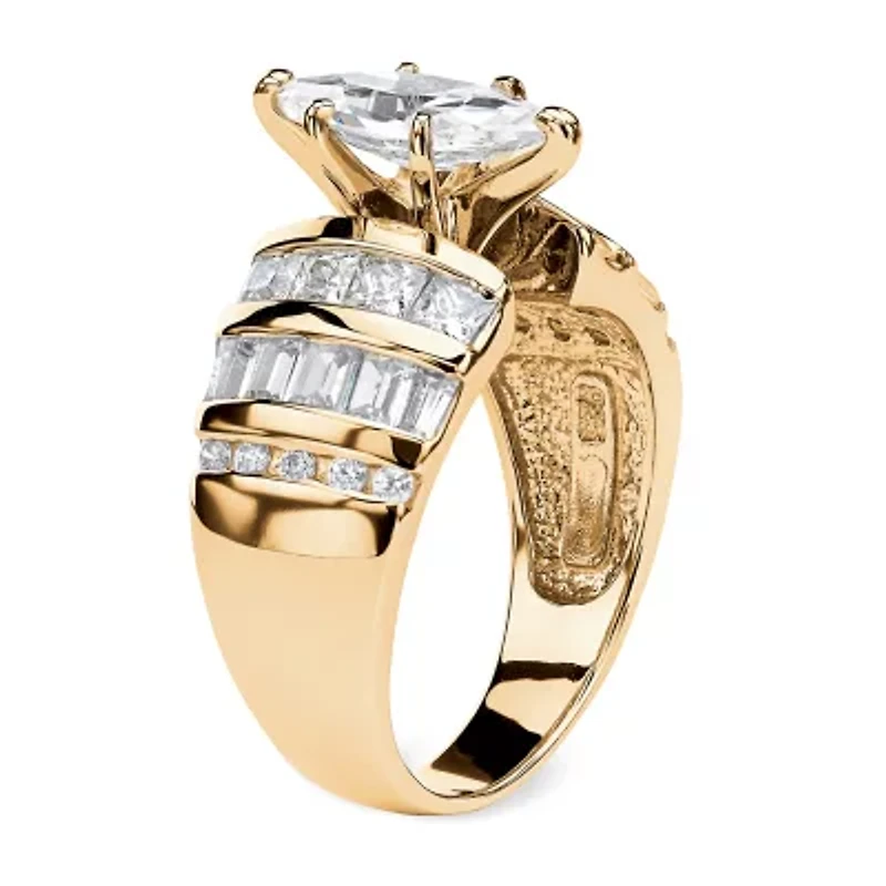 DiamonArt® Womens 3 3/4 CT. T.W. White Cubic Zirconia 14K Gold Over Silver Engagement Ring