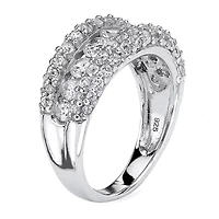 DiamonArt® Womens 1 1/4 CT. T.W. White Cubic Zirconia Platinum Over Silver Round Engagement Ring