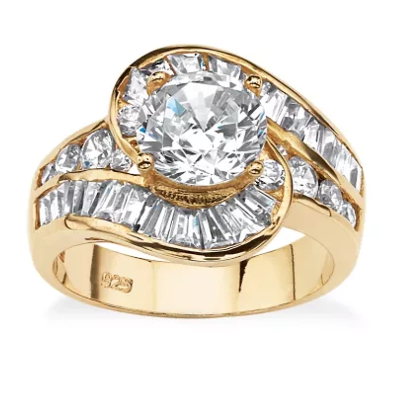 DiamonArt® Womens 4 3/4 CT. T.W. White Cubic Zirconia 14K Gold Over Silver Round Engagement Ring