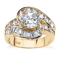 DiamonArt® Womens 4 3/4 CT. T.W. White Cubic Zirconia 14K Gold Over Silver Round Engagement Ring