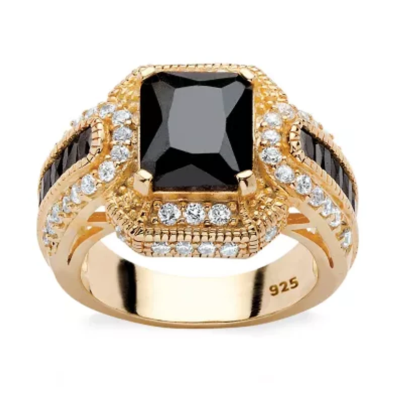DiamonArt® Womens 5 3/4 CT. T.W. Black Cubic Zirconia 14K Gold Over Silver Rectangular Engagement Ring