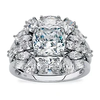 DiamonArt® Womens CT. T.W. White Cubic Zirconia Platinum Over Silver Square Bridal Set