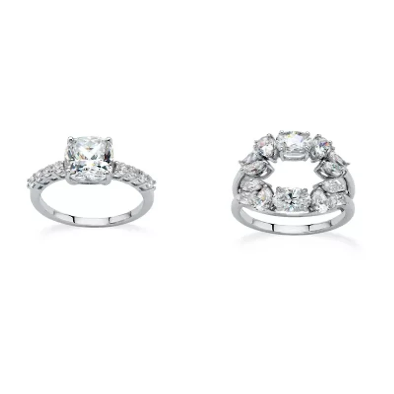 DiamonArt® Womens /4 CT. T.W. White Cubic Zirconia Platinum Over Silver Square Bridal Set