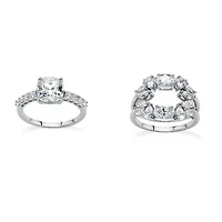 DiamonArt® Womens CT. T.W. White Cubic Zirconia Platinum Over Silver Square Bridal Set