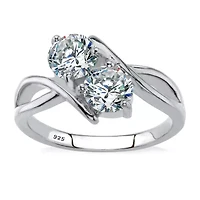 DiamonArt® Womens CT. T.W. White Cubic Zirconia Sterling Silver Round Cocktail Ring