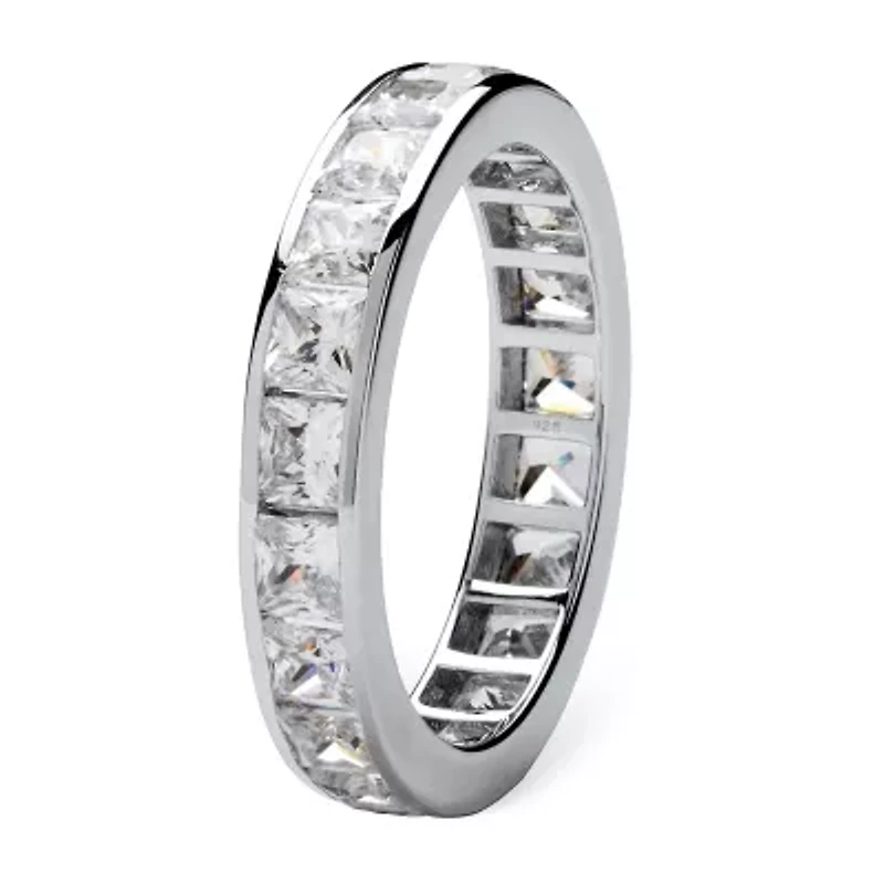 DiamonArt® 4MM 5 1/4 CT. T.W. White Cubic Zirconia Platinum Over Silver Square Band