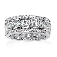 DiamonArt® 8.5MM 4 3/4 CT. T.W. White Cubic Zirconia Platinum Over Silver Rectangular Band