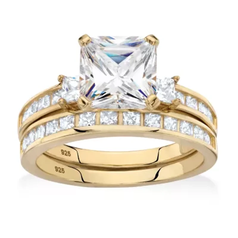 DiamonArt® Womens 4 1/4 CT. T.W. White Cubic Zirconia 14K Gold Over Silver Square Bridal Set