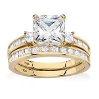 DiamonArt® Womens 4 1/4 CT. T.W. White Cubic Zirconia 14K Gold Over Silver Square Bridal Set