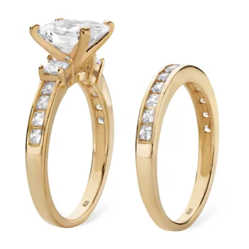 DiamonArt® Womens 4 1/4 CT. T.W. White Cubic Zirconia 14K Gold Over Silver Square Bridal Set
