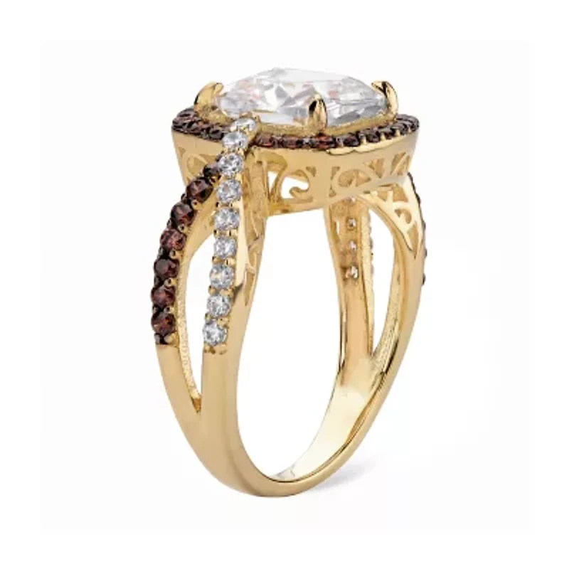 DiamonArt® Womens 3 CT. T.W. White Cubic Zirconia 14K Gold Over Silver Square Engagement Ring