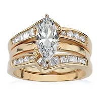 DiamonArt® Womens 3 1/2 CT. T.W White Cubic Zirconia 18K Gold Over Silver Diamond Bridal Set