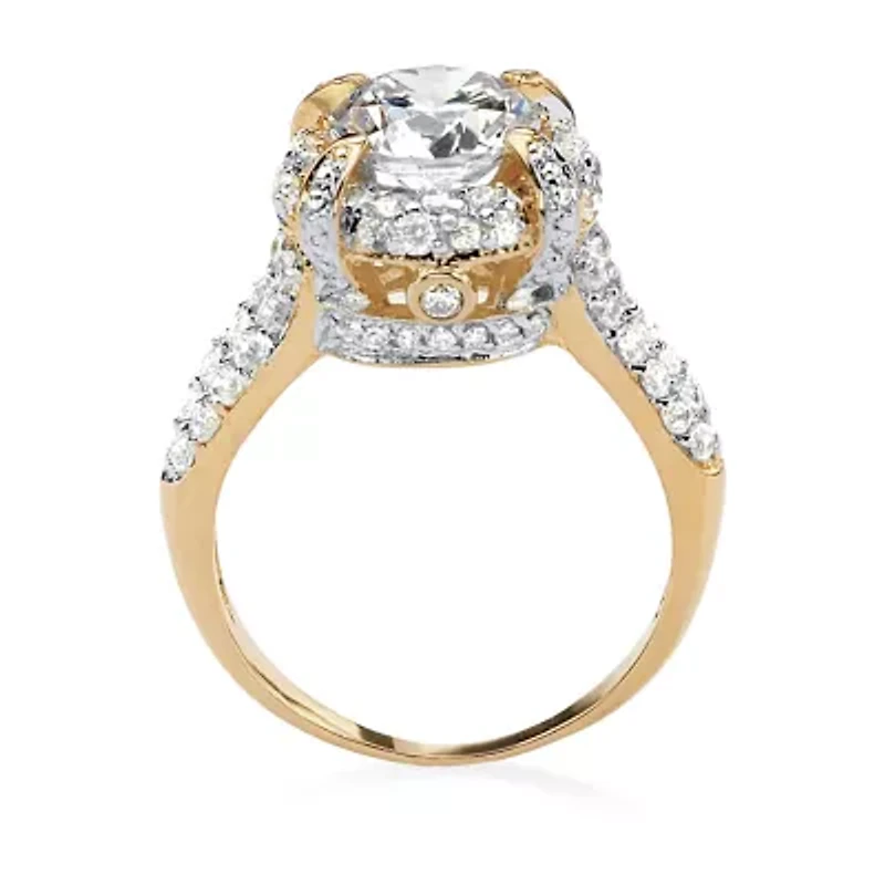 DiamonArt® Womens 3 CT. T.W. White Cubic Zirconia 18K Gold Over Silver Round Engagement Ring