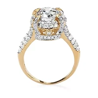 DiamonArt® Womens 3 CT. T.W. White Cubic Zirconia 18K Gold Over Silver Round Engagement Ring