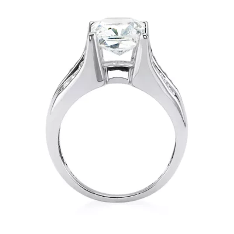 DiamonArt® Womens 4 3/4 CT. T.W. White Cubic Zirconia Platinum Over Silver Rectangular Engagement Ring