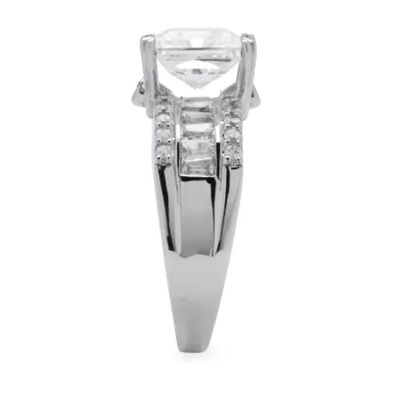 DiamonArt® Womens 3 1/2 CT. T.W White Cubic Zirconia Platinum Over Silver Square Engagement Ring
