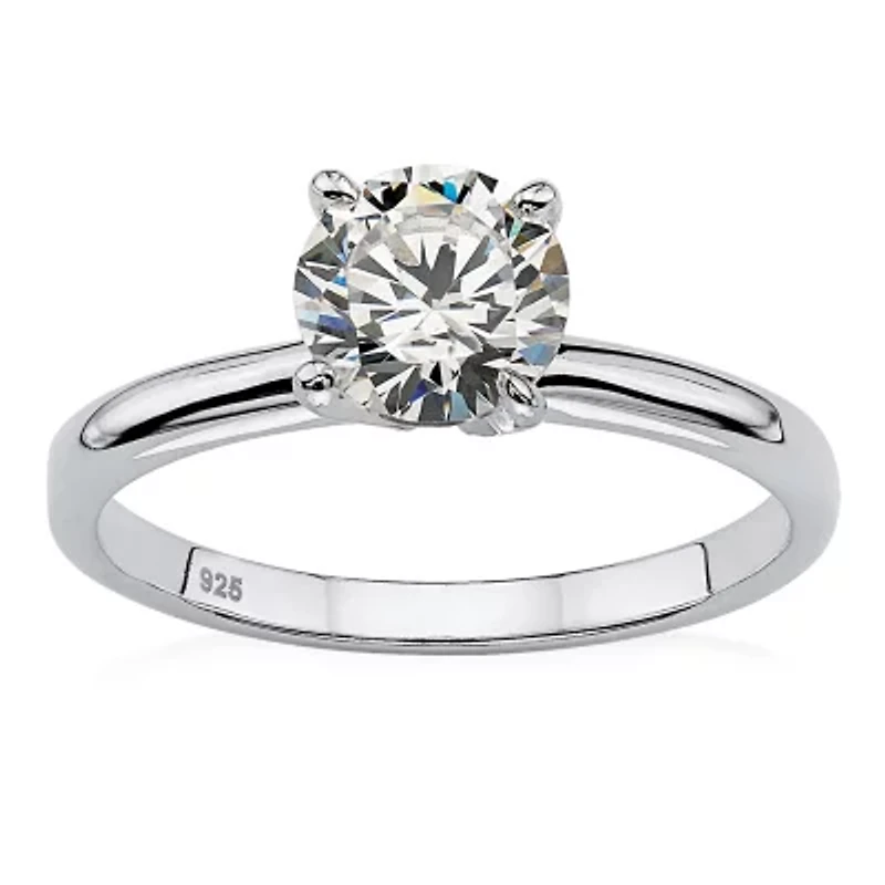 DiamonArt® Womens 1 1/10 CT. T.W.  White Cubic Zirconia Sterling Silver Round Engagement Ring