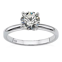 DiamonArt® Womens 1 1/10 CT. T.W.  White Cubic Zirconia Sterling Silver Round Engagement Ring