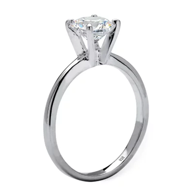 DiamonArt® Womens 1 1/10 CT. T.W.  White Cubic Zirconia Sterling Silver Round Engagement Ring