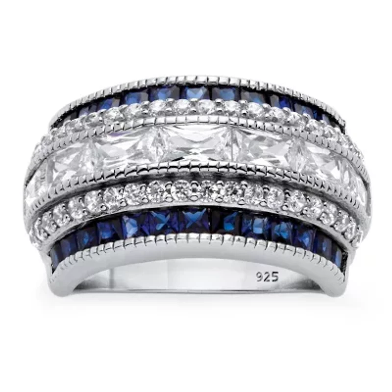 DiamonArt® Womens 3 1/4 CT. T.W. White Cubic Zirconia Platinum Over Silver Rectangular Cocktail Ring