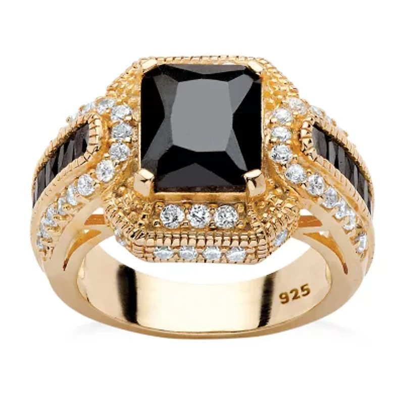DiamonArt® Womens 5 3/4 CT. T.W. Black Cubic Zirconia 14K Gold Over Silver Rectangular Engagement Ring