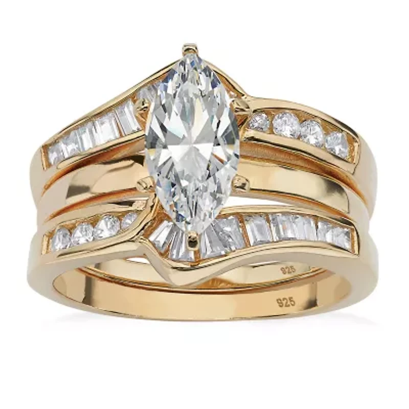 DiamonArt® Womens 3 1/2 CT. T.W White Cubic Zirconia 18K Gold Over Silver Diamond Bridal Set