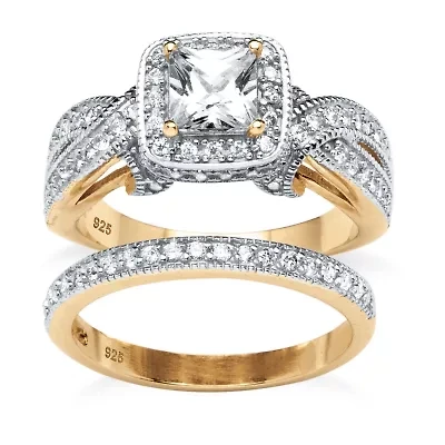 DiamonArt® Womens 1 3/4 CT. T.W. White Cubic Zirconia 18K Gold Over Silver Bridal Set