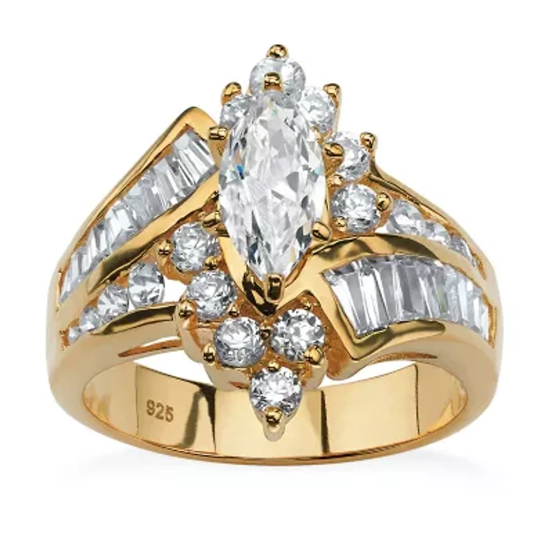 DiamonArt® Womens 3 1/4 CT. T.W. White Cubic Zirconia 18K Gold Over Silver Engagement Ring