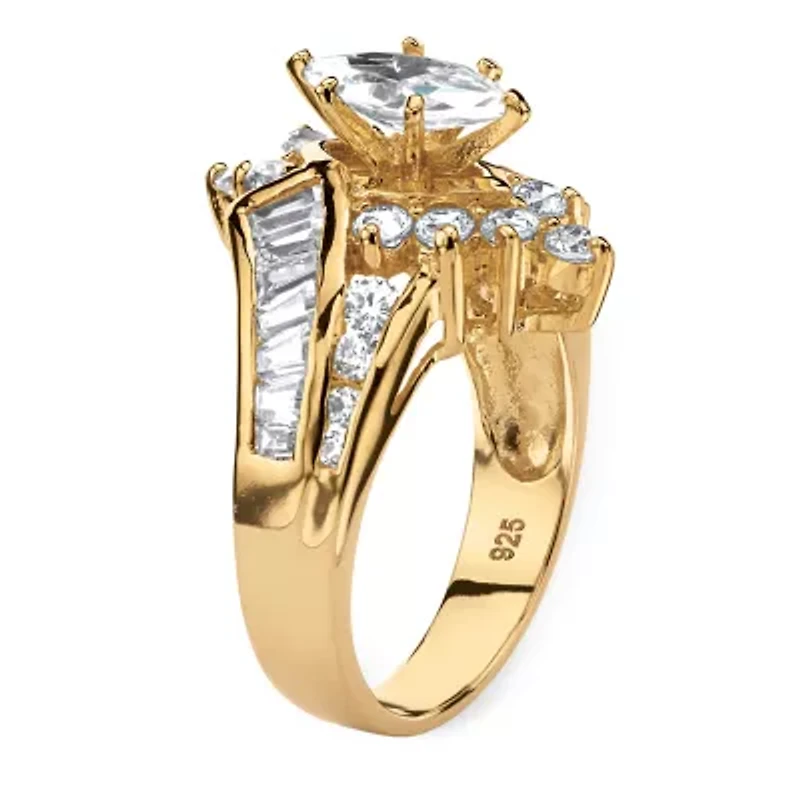 DiamonArt® Womens 3 1/4 CT. T.W. White Cubic Zirconia 18K Gold Over Silver Engagement Ring