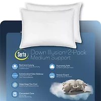 Serta® Down Illusion Medium Density 2-Pack Allergen Barrier Bed Pillow