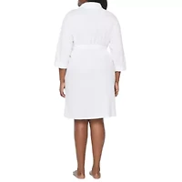 Liz Claiborne Womens Plus 3/4 Sleeve Knee Length Robe